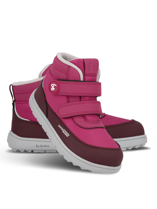 Kids winter barefoot boots Be Lenka Zippu Junior - Berry & Grey - Image 2