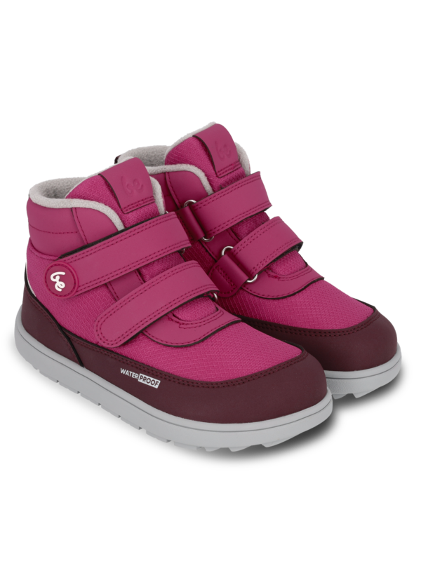 Kids winter barefoot boots Be Lenka Zippu Junior - Berry & Grey - Image 3