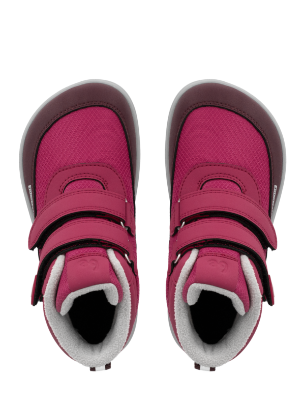 Kids winter barefoot boots Be Lenka Zippu Kids - Berry & Grey - Image 4