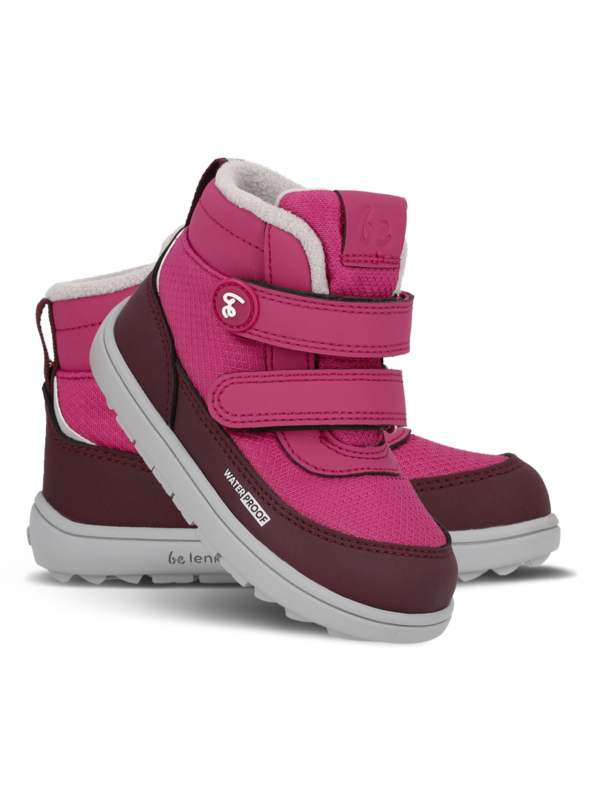 Kids winter barefoot boots Be Lenka Zippu Preschool - Berry & Grey - Image 2
