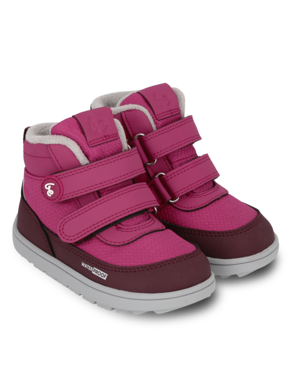 Kids winter barefoot boots Be Lenka Zippu Preschool - Berry & Grey - Image 3