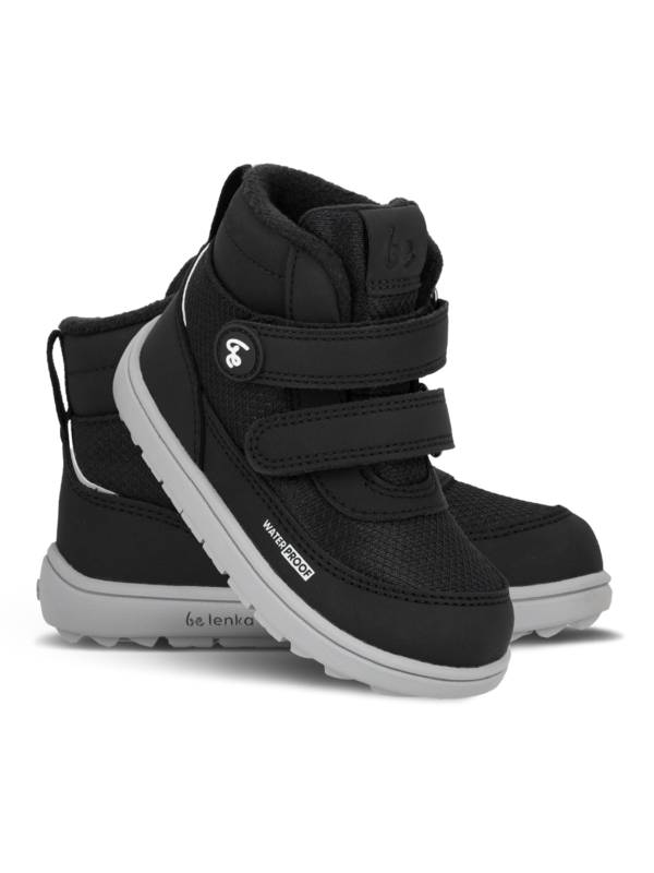 Kids winter barefoot boots Be Lenka Zippu Preschool - Black & Grey - Image 2