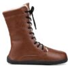 Ahinsa Shoes Womens Jaya Winter barefoot Zip-up BROWN boots with black fur