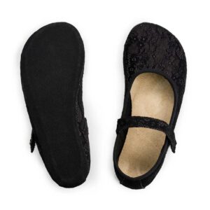 Ahinsa Shoes Ananda Barefoot Ballet Flats with Black Lace