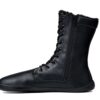 Ahinsa Shoes Womens Jaya Winter barefoot Zip-up black boots with black fur