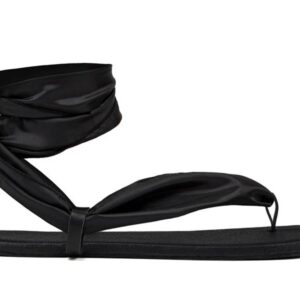 Ahinsa Shoes Barefoot Ribbon Ankle-Tie Sandals black