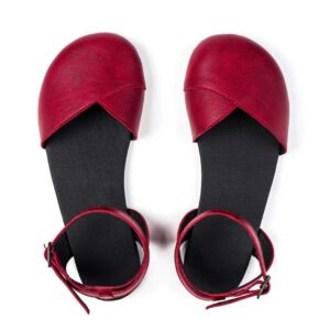 Ahinsa Shoes Womens Ballerina barefoot burgundy sandals