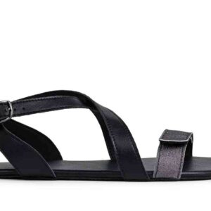 Ahinsa barefoot sandal juodos basutės iš viršaus blizgesys